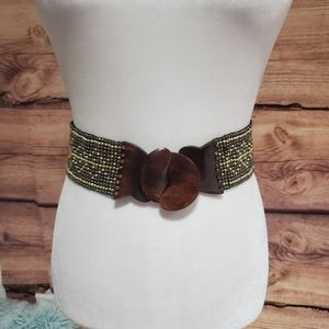 Glass Beaded Stretch Belt Vintage